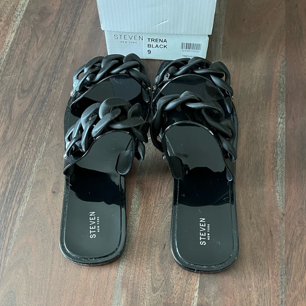 Black chain sandals